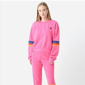 Aviator nation Paris pink stitch sweatshirt